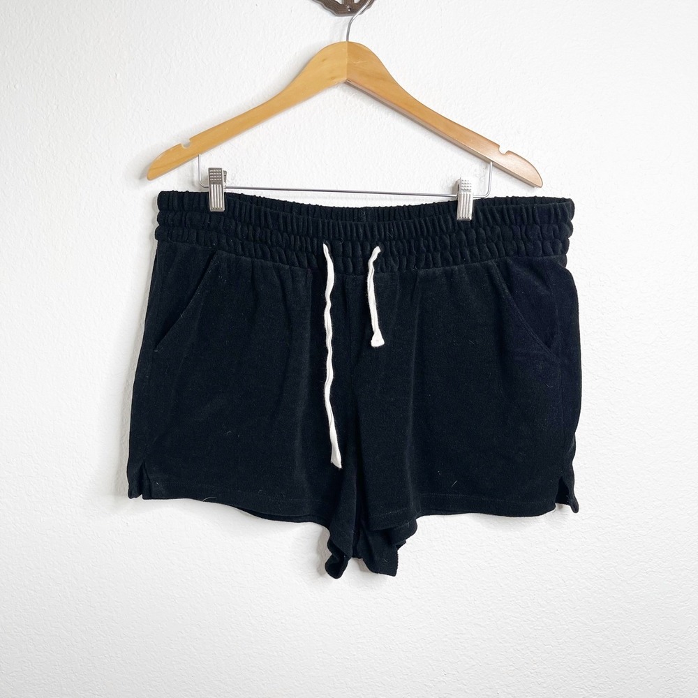 Torrid Black Terry Cloth Lounge Shorts Plus Size 2X Elastic Waist Pockets